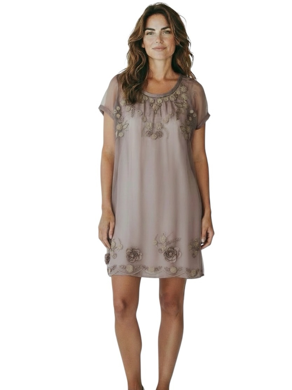 Twin-Set Sleeveless Crepe Shell in Taupe Mauve size S